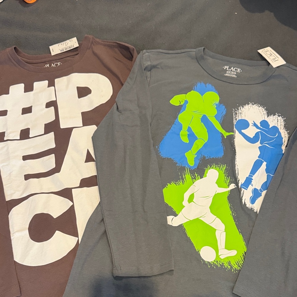 The Children's Place Brown and Gray Long Sleeve Tees with Bold Graphics